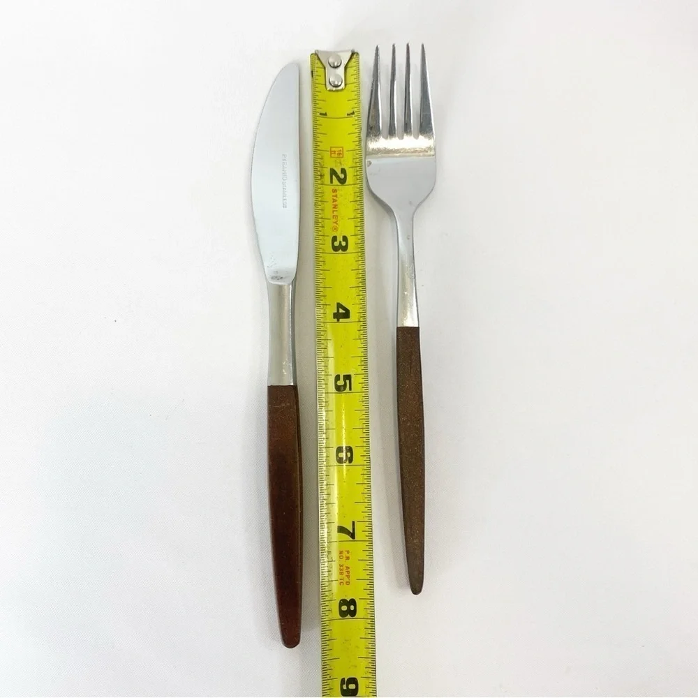 Pyramid Mix Lot 9 Replacement Flatware Wood Handles Japan Vintage Stainless MCM